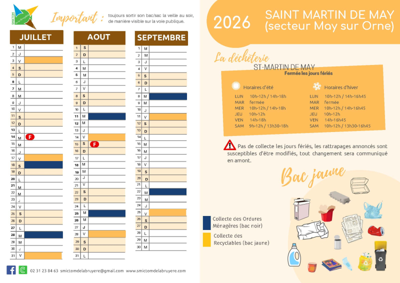 Calendrier de collecte May-sur-Orne juillet � d�cembre